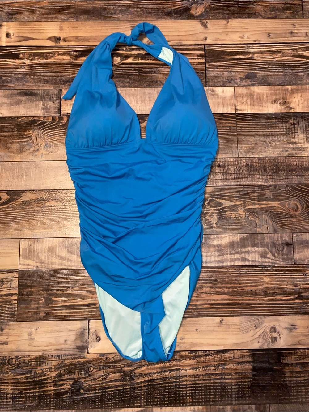 Victoria's Secret Blue Halter One-Piece Swimsuit with padded cups